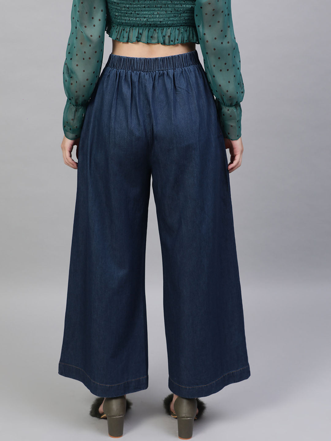 Denim Palazzo Pants (Instock), Women's Fashion, Bottoms, Other Bottoms on  Carousell