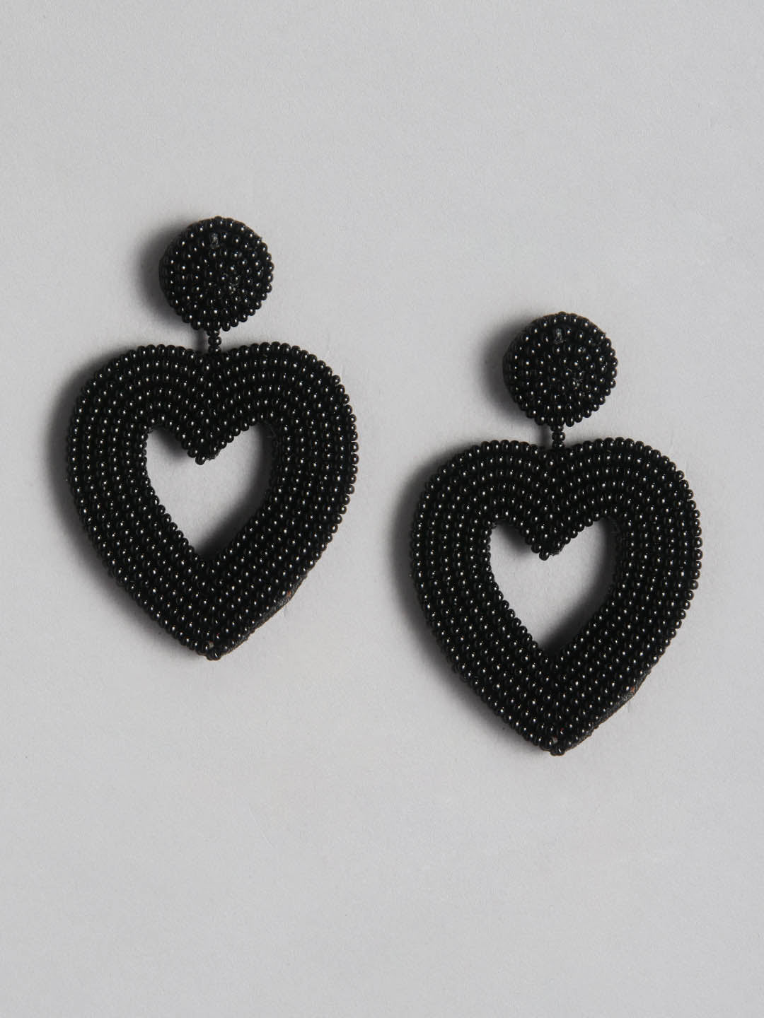 Korean Earrings Black Stones Heart Shape Love Drop Earrings