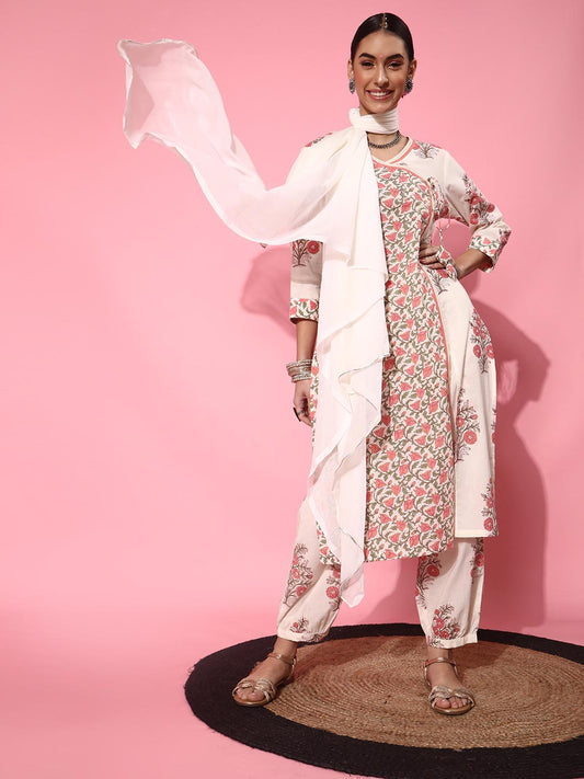 Floral Pure Cotton Kurta Set