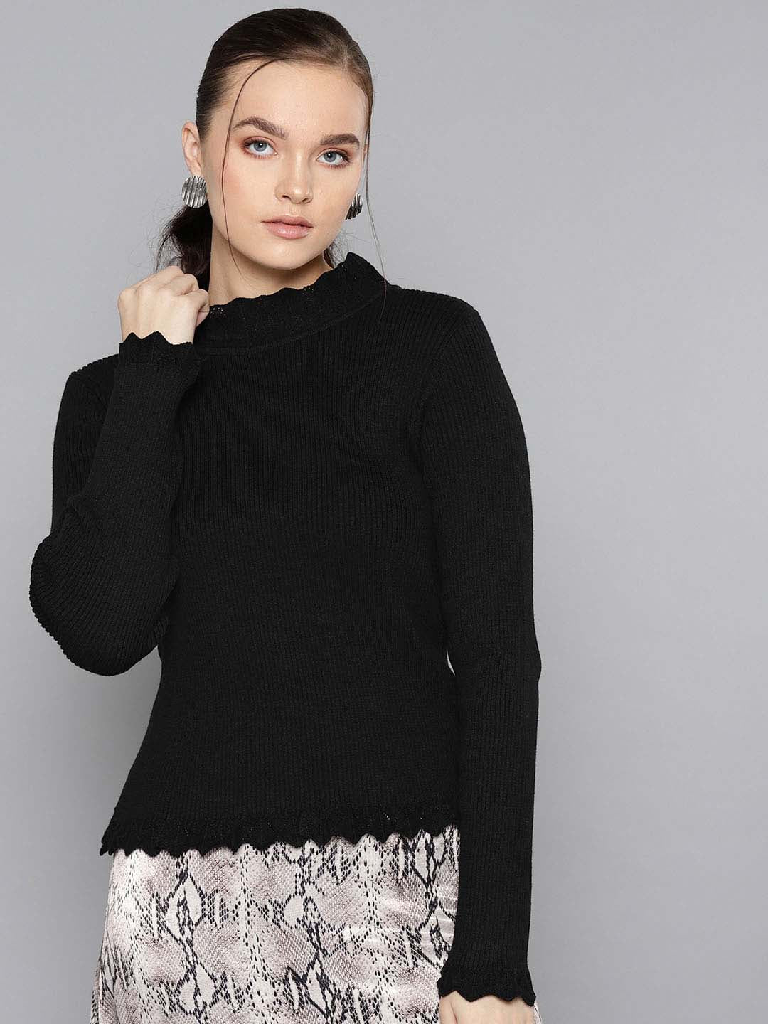 Turtleneck Jumper Black Ruffle Turtleneck Black Ribbed Turtleneck