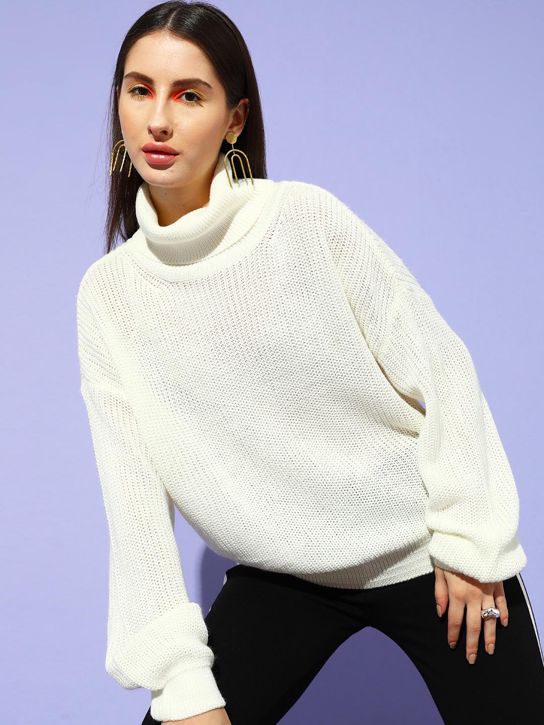 Ribbed Turtle Neck Pullover - Main Image