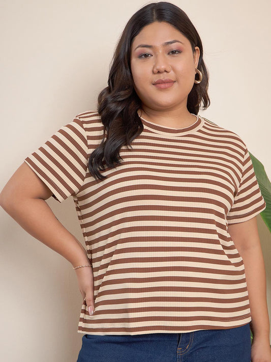 Striped rib top