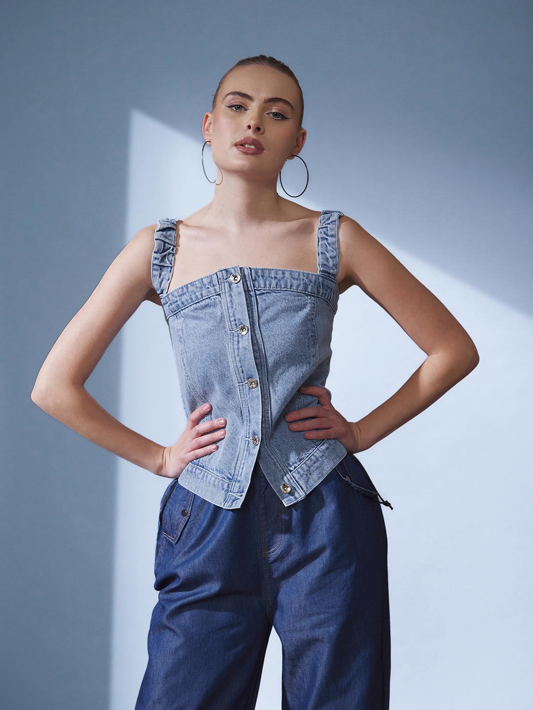 7 Timeless Ways to Rock Denim Trousers Effortlessly 3 Denim Corset Top – STREET NINE FASHIONS