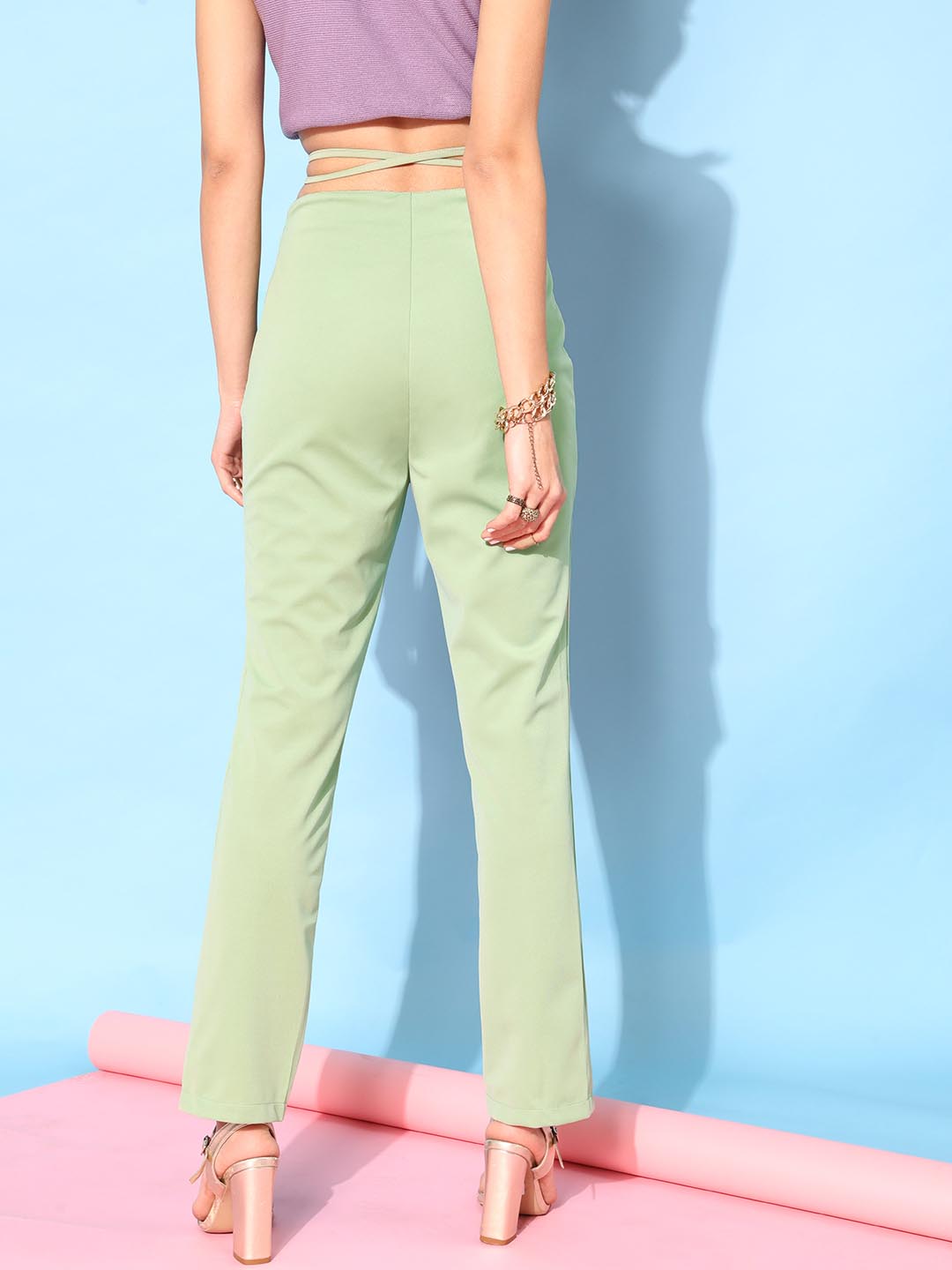 Buy Vero Moda Olive Green High Rise Pants for Women Online  Tata CLiQ