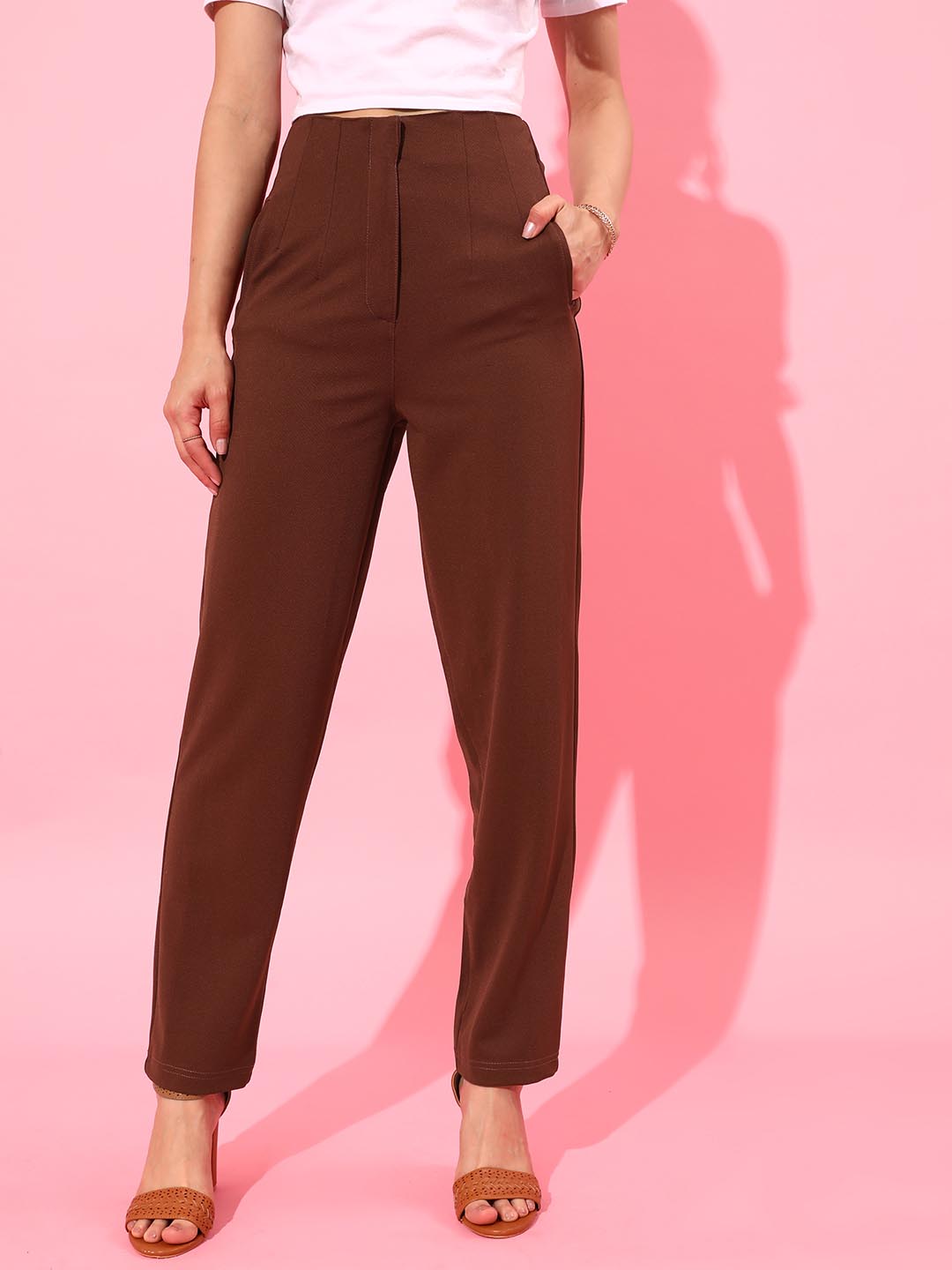 Buy online Brown Textured Flat Front Formal Trouser from Bottom Wear for  Men by Mancrew for 609 at 55 off  2023 Limeroadcom
