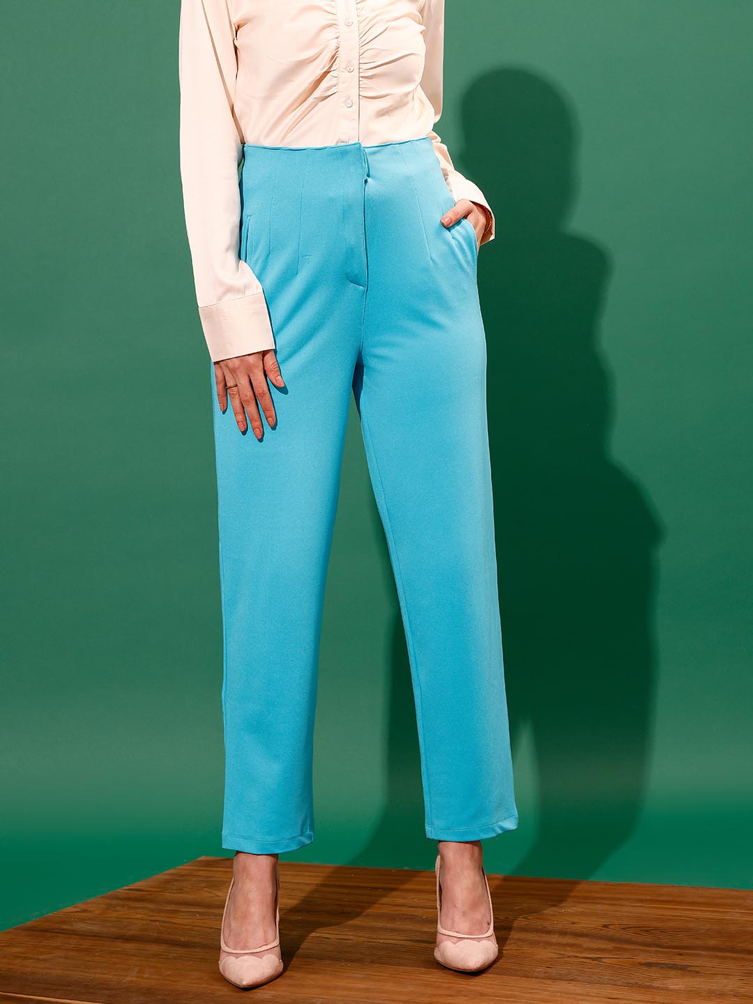 High-waisted tailored trousers - Dark khaki green - Ladies | H&M IN